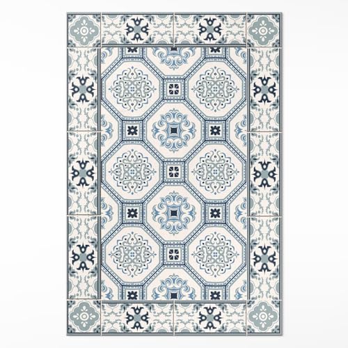 Alfombra de Vinilo 100x150 cm Rectangular para Cocina Salón y Dormitorio Decoración de Interiores de Material Sintético de Calidad Impermeable PCV Fácil Limpieza - Formas geométricas
