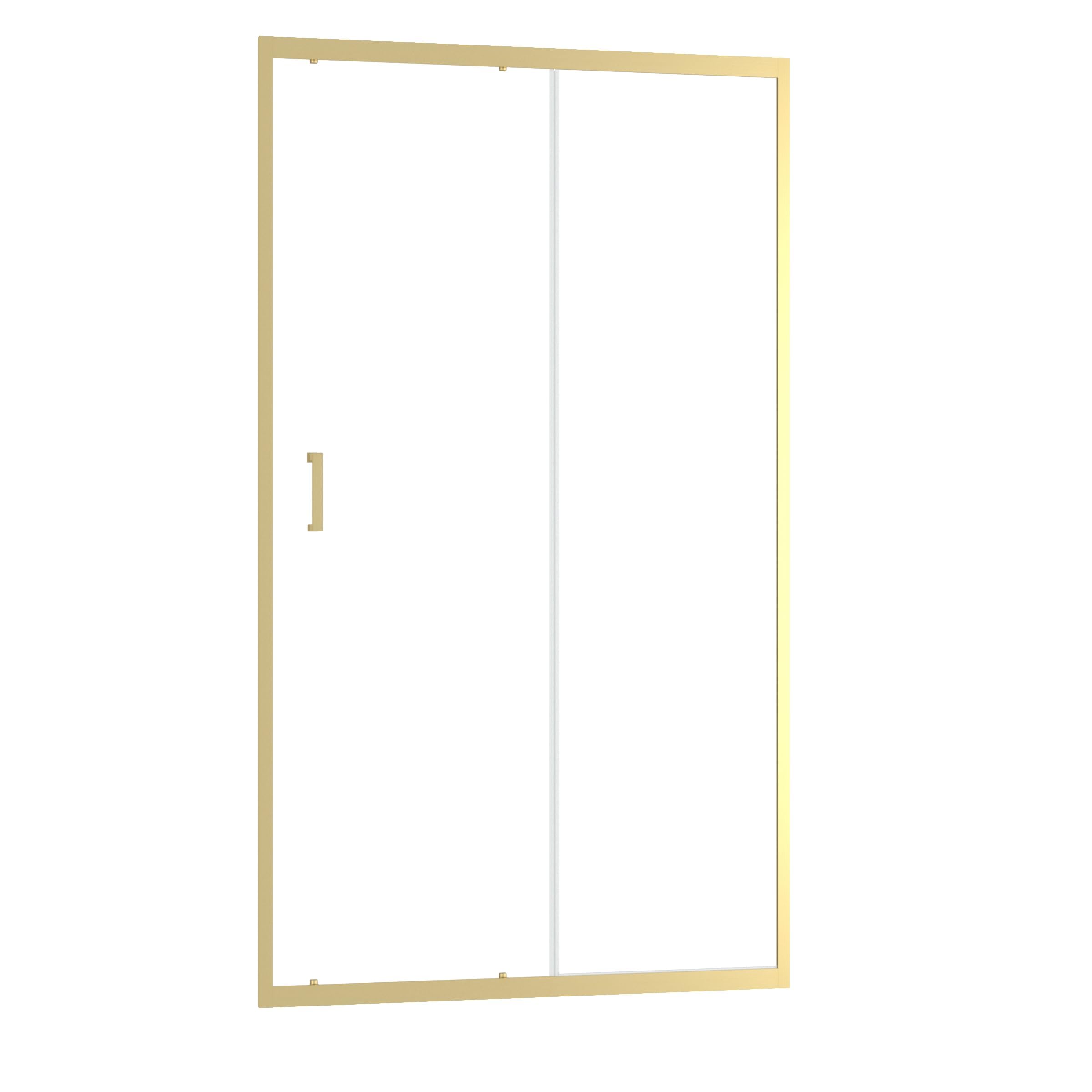 MARWELL Walk In Ducha Golden Stage – Puerta corredera con mampara de ducha de cristal templado de 6 mm – Ancho de apertura 49 cm – con perfiles de aluminio dorado de