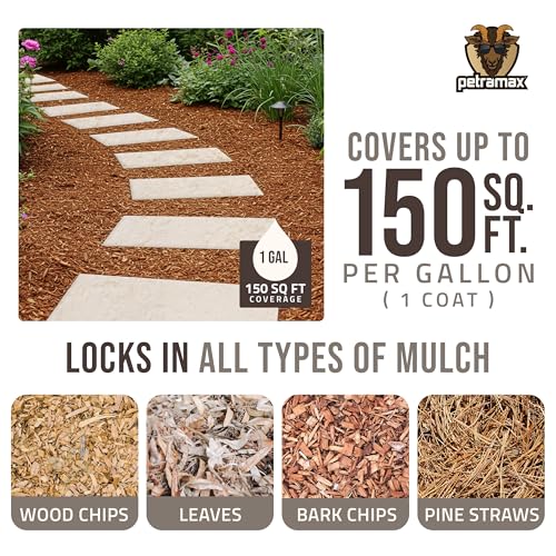 Image of PetraMax Lockscape Ready to Use Mulch Glue for Landscaping, 4 Gal, USA-Made | Ready to Spray Mulch Anchor & Landscape Glue Spray for Lawns & Patios, Pet-Safe Landscape Adhesive for Pine Straw, Wood Chips