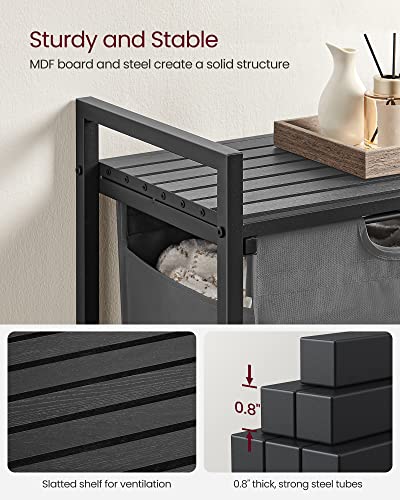 Image of VASAGLE Laundry Hamper, Laundry Basket, Laundry Sorter with A Pull-Out and Removable Bag, Shelf, Metal Frame, 17.2 Gallons (65 L), 19.7 x 13 x 28.4 Inches, Gray and Black UBLH101G01