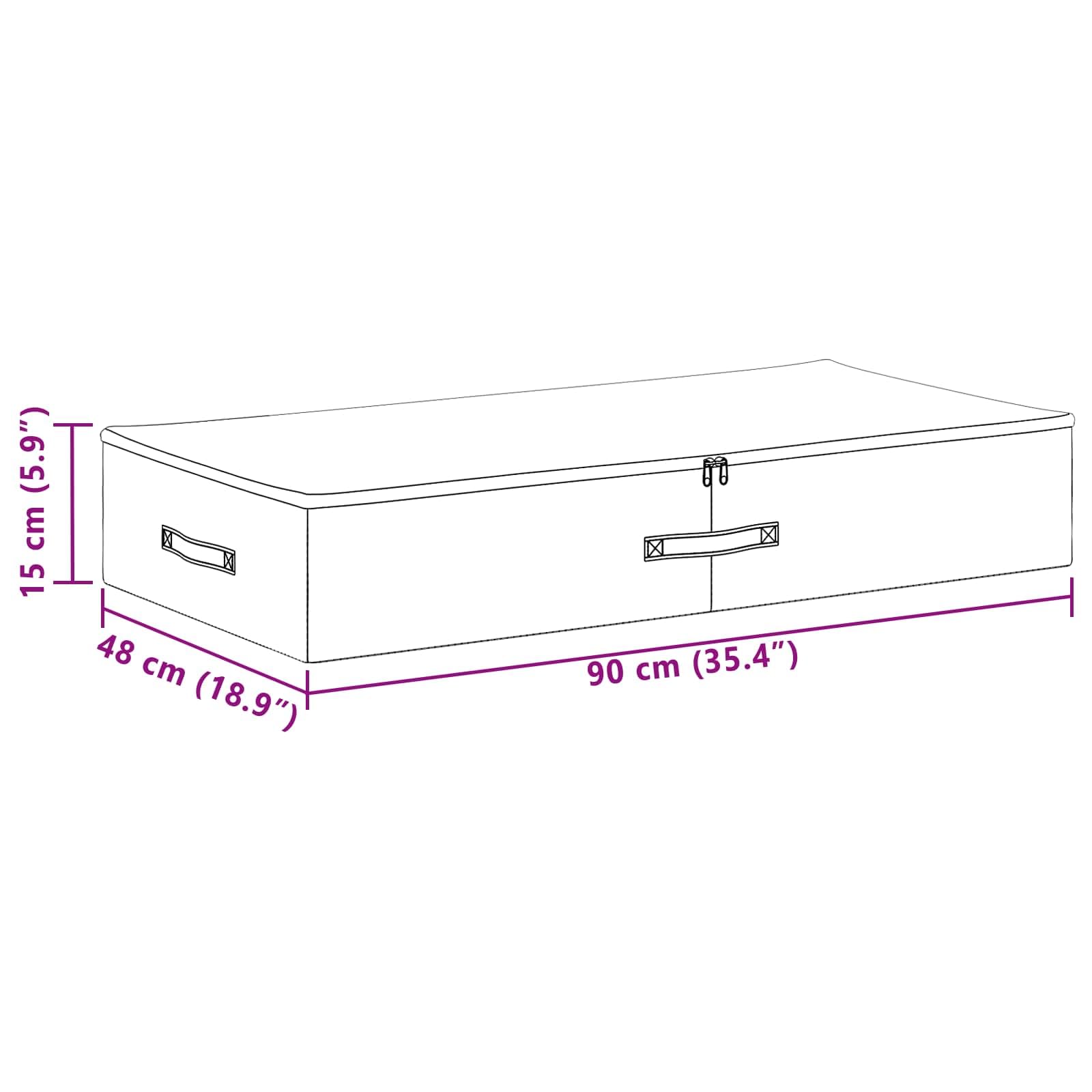 Caja de almacenamiento 2 unidades gris 90 x 48 x 15 cm de tela no tejida plegable con divisor, organizador para dormitorio, salón, práctico organizador para guardar y ahorrar espacio