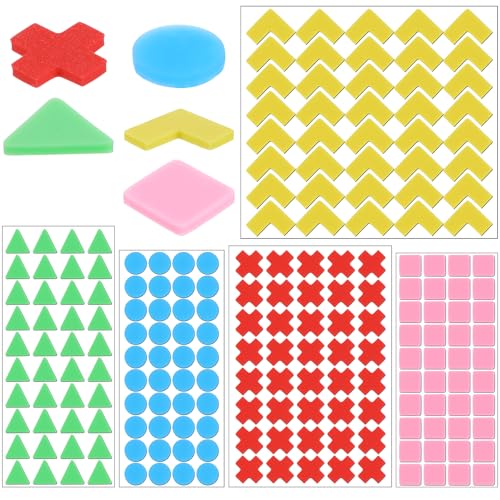 200 Pcs Bump Dots for Visually Impaired Low Vision Aids Silicone Adhesive Tactile Dots 5 Color Geometric Braille Stickers for Visually Impaired, Elderly, Blind