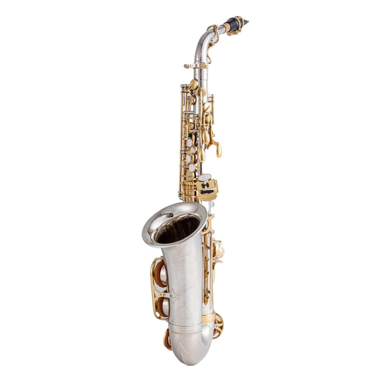 Saxofón Saxofón Alto Niquelado Llave Dorada Saxofón Profesional Con Estuche Y Accesorios (Color : 02)