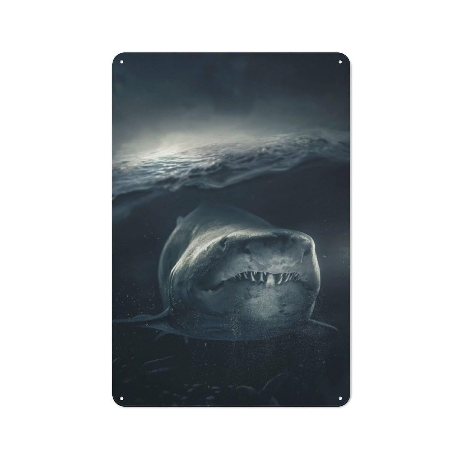 Junmoney Underwater Shark Metal Wall Sign 30X20cm Featuring For Garage Wall, For Themed Room Decoration, For Living Room And Hallway Decor