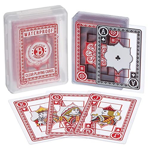 Waterproof Playing Card Deck with Jokers - 54 Clear Plastic Cards, Poker Size, Standard Index - Durable, Washable and Easily Portable - Flexible,...