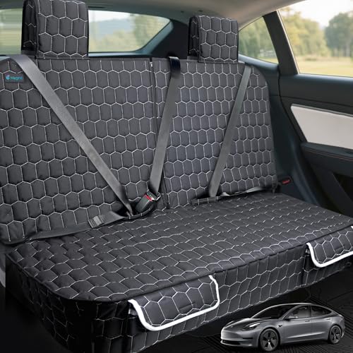 Meginc Dog Car Seat Covers for Tesla Model 3 100% Waterproof Back Seat Cover for Cars Armrest Compatible Nonslip Car Rear Seat Protector for Dogs & Kids Easy Clean Tesla Model 3 Accessories