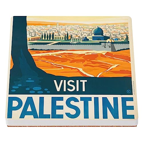 sous Verre en céramique - Visit Palestine Affiche Poster Vintage Voyage Art Deco 30's - 1 unité (100 x 100 mm)