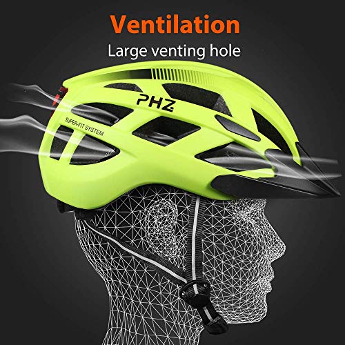 PHZ Bicycle Helmet with Safety LED Light Bike Cycle Road Mountain Skateboard Scooter Hoverboard CE Certified Adjustable… - Image 6