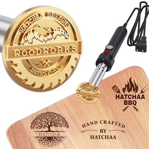 Hatchaa Custom Electric Branding Iron for Wood, Personalized Wood Burning Letter Stamps with Your Logo & Text for Food Paper Plastic, Metal Leather Stamp for Wedding Gift, Handcraft(1.5Inches)