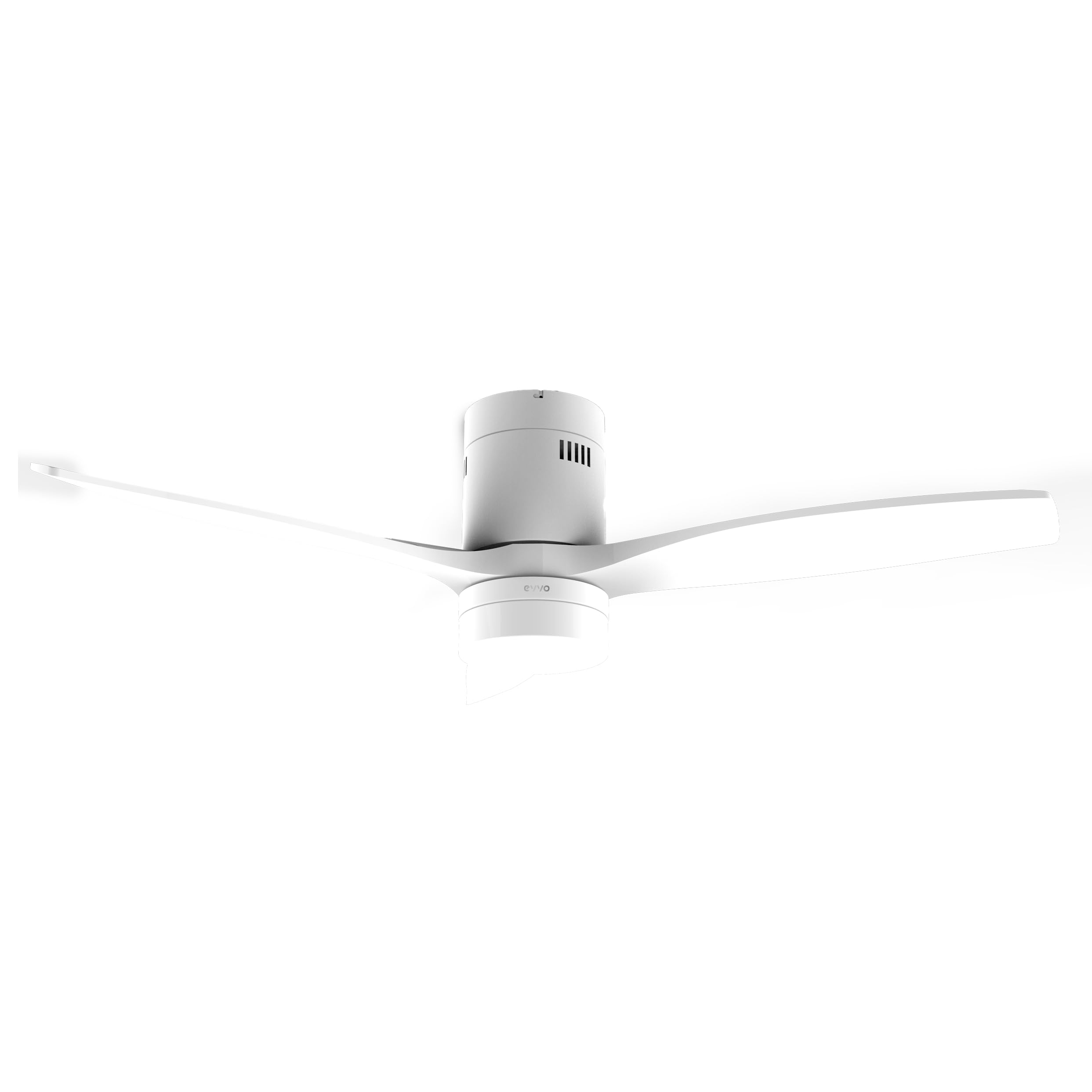 EVVO Ventilador de Techo V553 White 132 cm (52"), Luz LED 3 Tonos, Motor 40W DC Silencioso, Aspas Blancas, Mando a Distancia, Modo Invierno/Verano, Temporizador