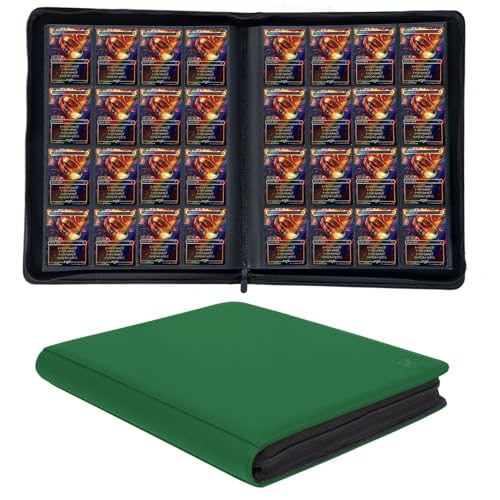 Image of Extra Large 1000+ Pockets Trading Card Binder, 16-Pocket Card Ablum Compatible with MTG,Sports Cards & Other Standard Size Trading Cards (Green)