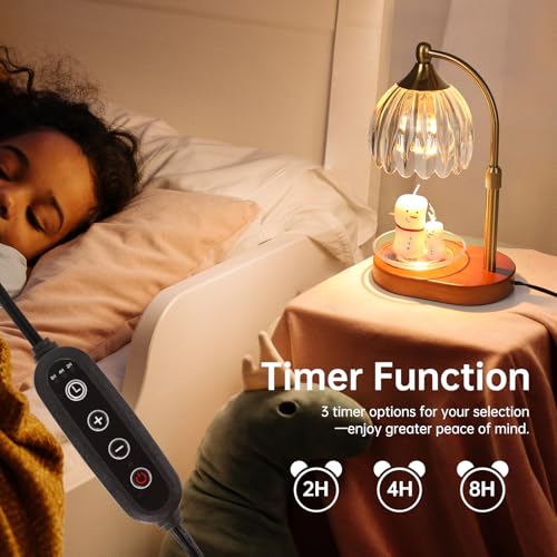 Image of Transparent Tulip Wax Melt Warmer with Timer, Dimmable & Height Adjustable, Ideal for Jar Candles, Perfect Home Decor for Bedroom, Living Room, Office, Great Gifts for Women (2 Bulbs Included)