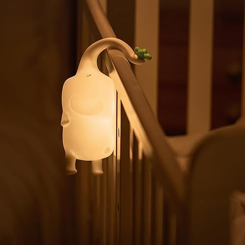 Miniatura 4 de Linda luz nocturna de elefante con temporizador, luz de sueño de silicona suave, lámpara de mesa recargable portátil, lámpara de noche táctil