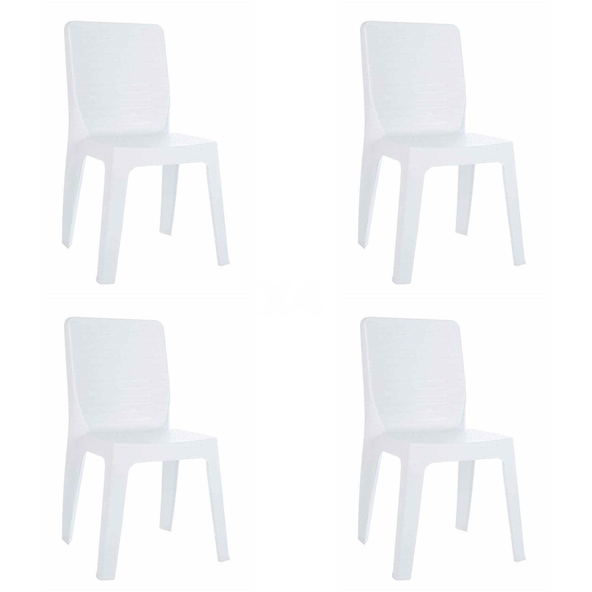 RESOL Iris Set 4 Sillas de Jardín Apilable | Terraza, Patio, Exterior, Comedor, Reuniones | Diseño Moderno | Ligera y Resistente Filtro UV - Color Blanco