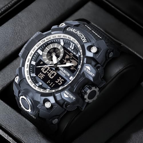 Image of Carlington Analog-Digital Sports Watch: Chronograph, Dual Time, Alarm, Stopwatch, Water-Resistant, Shock-Resistant, Back Light Display- The Perfect Watch for Men and Boys - CT3388