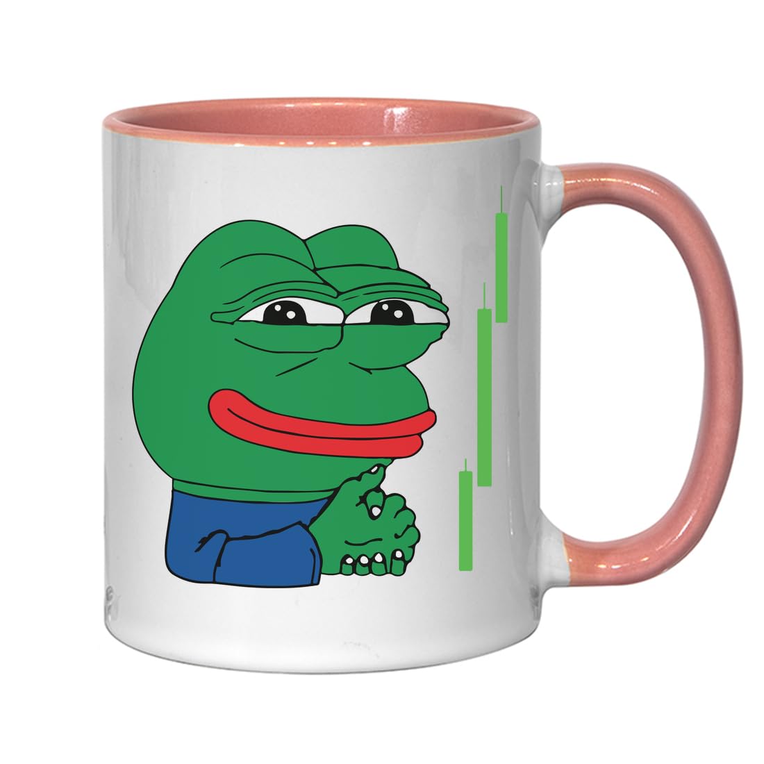 Funny Stock Trader Pepe The Frog Meme Art Ceramic Tea Coffee Mug Pink
