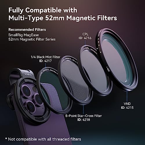 Image of SmallRig 52mm Universal Magnetic Filter Adapter Ring, Quick Release Magnet Upgraded Phone Lens Filter Ring for iPhone for Samsung for Huawei for Pixel - 3845B