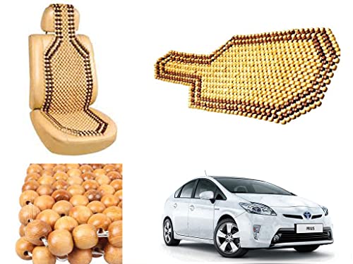 Image of Car Bead Seat Wooden Beads Cushion Cover Pad for Toyota Prius, Acupressure Sitting Seat Cover | Cream Color - Pack of 1