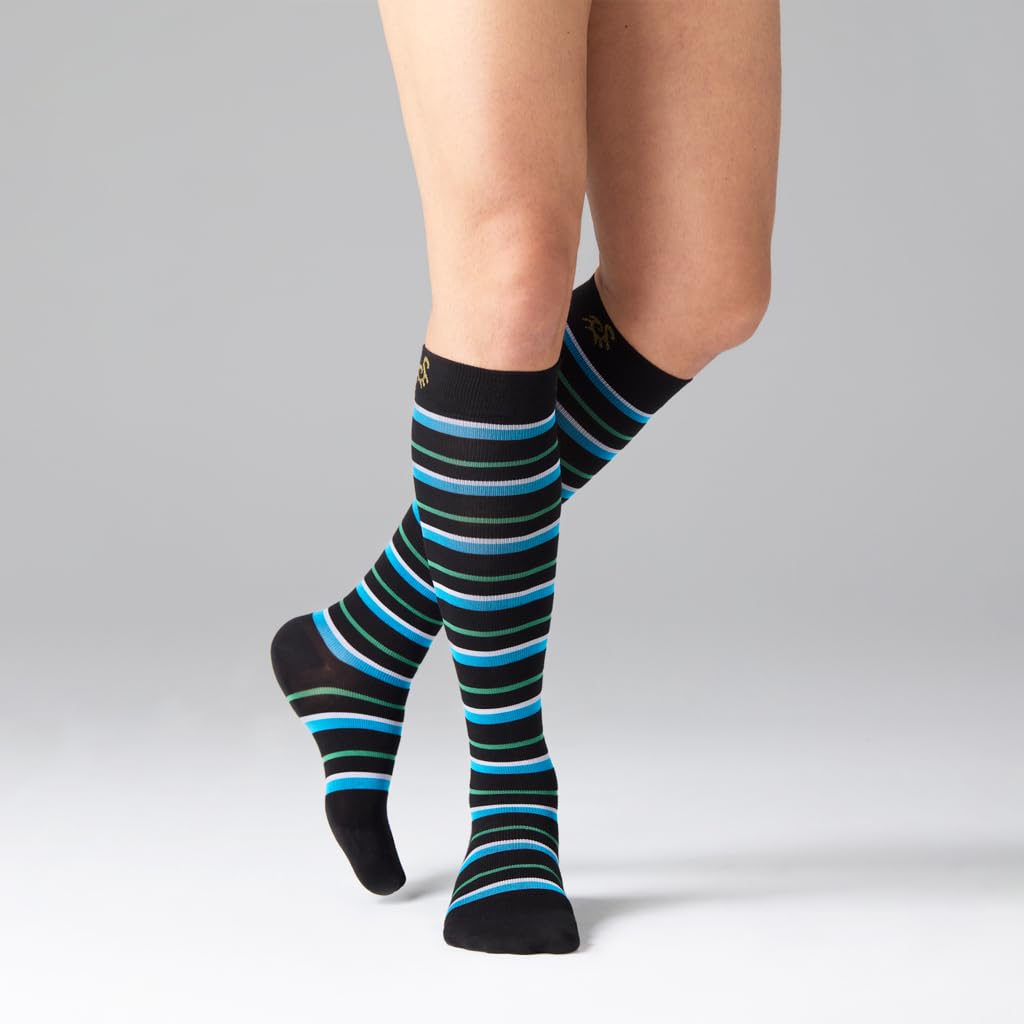 SOLIDEA Gambaletti STRIPE GAME HORIZON, Colore NERO, Calze a compressione graduata 15/21 mmHg Art. 0627A0