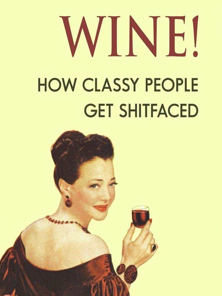 BigBazza Novelty Retro Vintage Wall tin Plaque 20x15cm - Pub shed Bar Office Workshop Man Cave Home Bedroom Dining Room Kitchen Gift - Wine Classy People Shitfaced Metal Sign