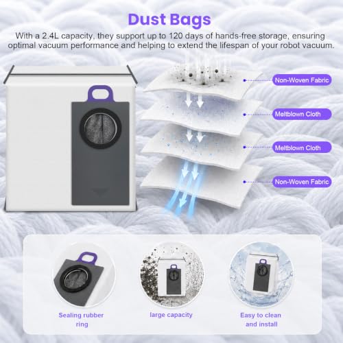 Image of 18 Pcs Accessories kit Compatible with NARWAL FLOW 2 Robot Vacuum | Kit Includes 1 Main Brush, 6 Dust Bags, 4 HEPA Filters, 2 Rolling Track Mops, 4 Side Brushes, 1 Clean Tool