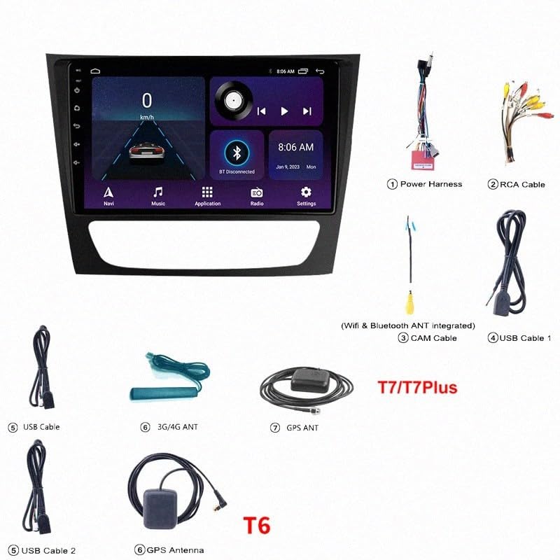 Pantalla Carplay Coche Inalámbrica Android Auto Bluetooth Mercedes E-Class W211 7