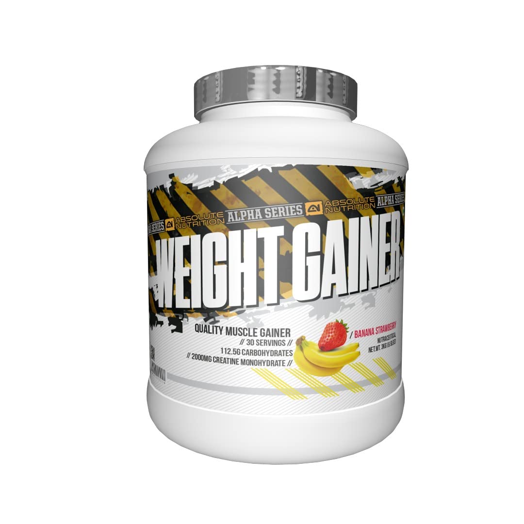 Absolute Nutrition’s Alpha Weight Gainer 3 KG (Banana Strawberry), 112.5g Carbohyderates, Creatine Monohydrate, Muscle Gainer, 25 Vitamins & Minerals, Digestive Enzymes, For Men & Women, Free T-Shirt (B0B85K1YHD) Amazon Price History, Amazon Price Tracker