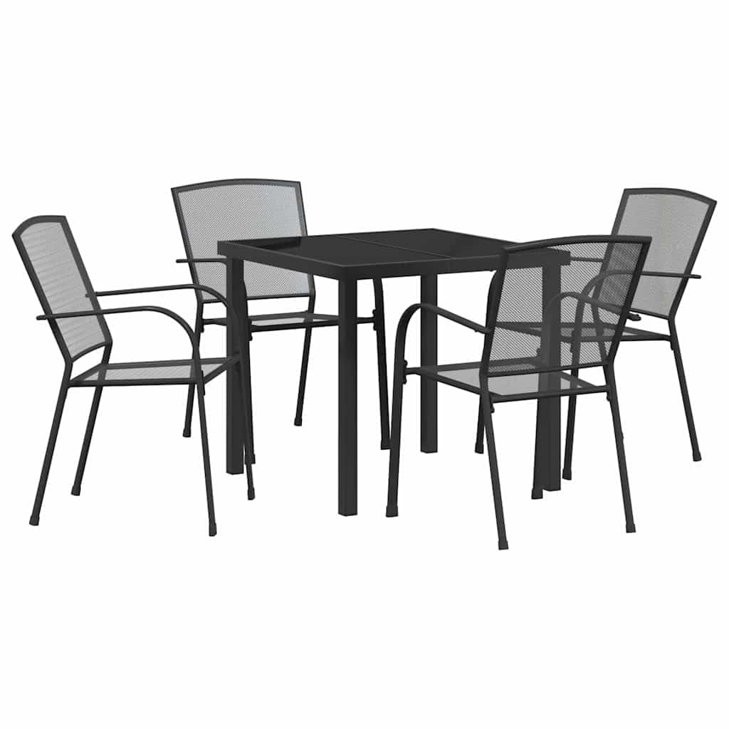 Salon de jardin anthracite 5 pièces table rectangulaire en verre trempé