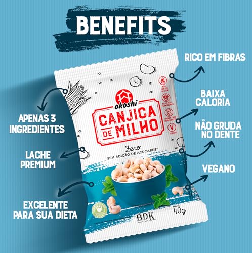 OKOSHI - Canjica de Milho Zero Adição de Açúcar - Pipoca Suadável, Snacks Saudáveis de Baixa Caloria