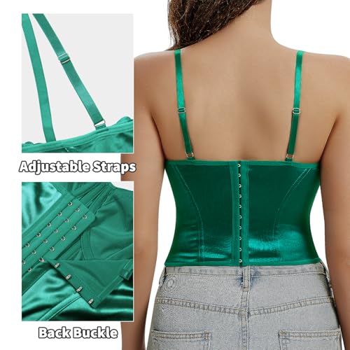 Image of Lace Corset Tops for Women Sexy Going Out Bustier Top Sleeveless Adjustable Straps Crop Tops with Back Hooks