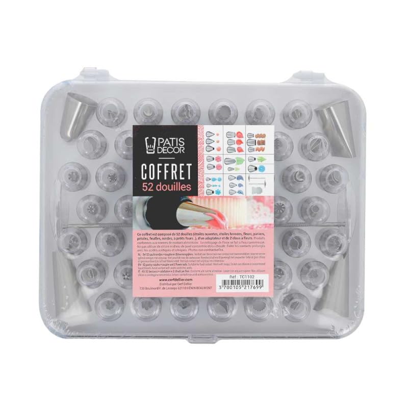Coffret 52 douilles décors fins inox