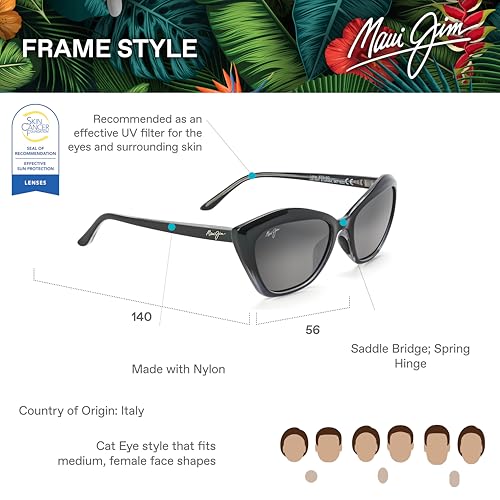 Maui Jim Women's Lotus Polarized Cat Eye Sunglasses 6