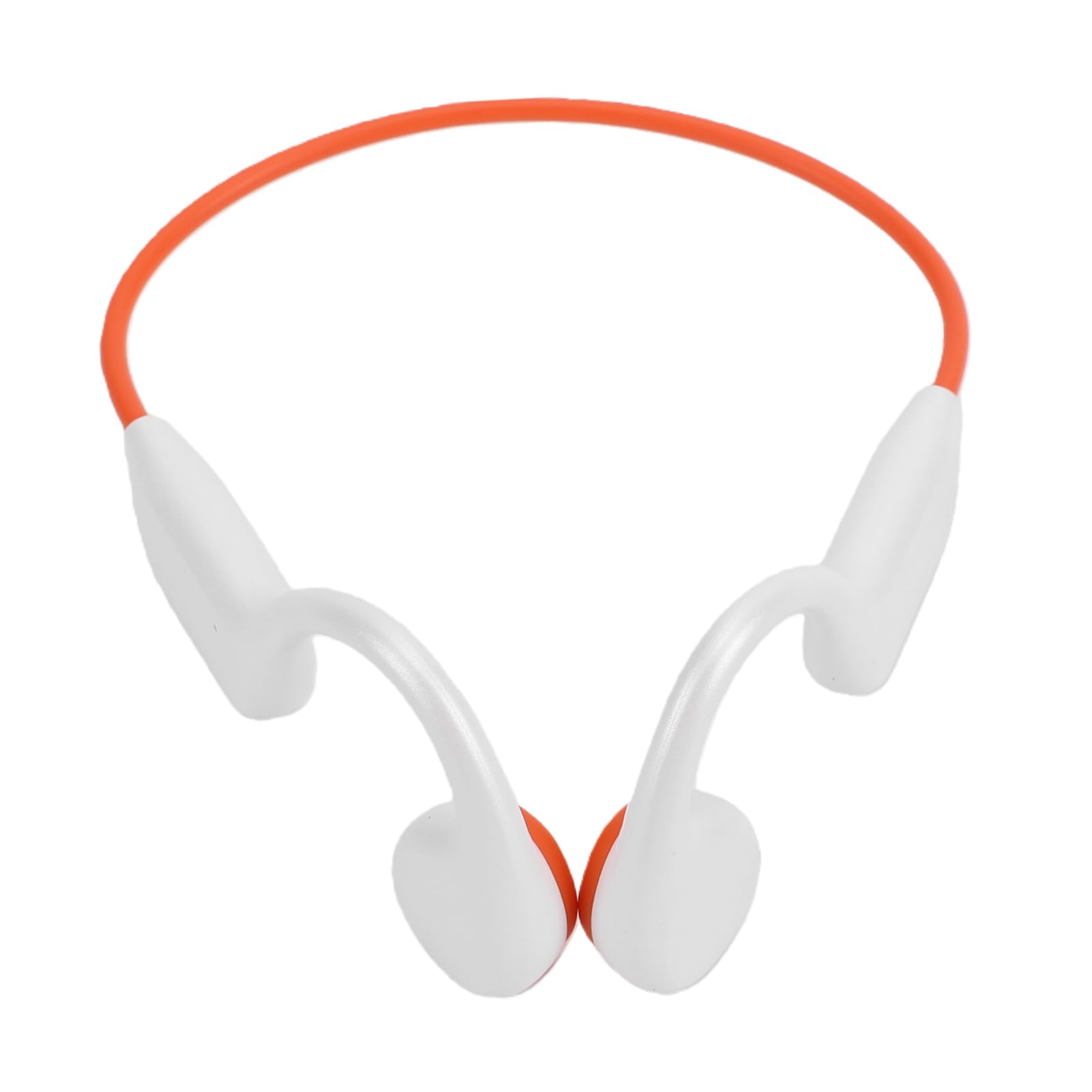 XUMIUZIY Cuffie a Conduzione Ossea, Auricolari Bluetooth 5.4 IPX8 Resistenti All'acqua per la Corsa in Palestra, Allenamento in Bicicletta (Bianco Arancio)
