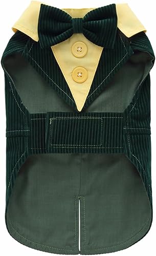 DOTEYAYP Esmoquin de terciopelo para cachorro con corbata de moño desmontable, para baile de graduación, boda, disfraz formal de príncipe para perro