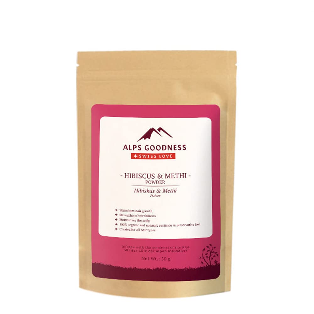 Alps GoodnessHibiscus & Methi Powder (50 g) - Hair Pack Powder for Dull Hair & Dry Scalp, Promotes Hair Growth - 100% Pure & Natural