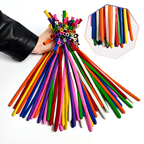 Image of Long Balloons Animals, Thickening 260 Balloons for Tying Balloon Arch, Twisting Latex Magic Modeling Skinny Birthday for Kid's Party Wedding Decoartion 100pcs (Color)
