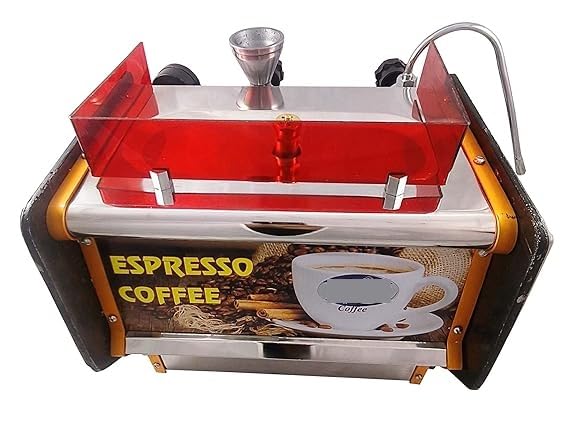 Image of RAJ KIING Professional Espresso Coffee Machine, Stainless Steel, 14 Inches, Commercial Grade, 150 Cup Capacity, Red Top Panel