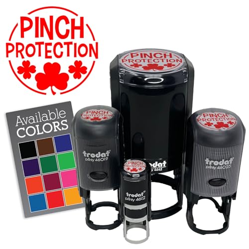 Pinch Protection Shamrock Clover Saint Patricks Day Self-Inking Rubber Stamp Ink Stamper for Stamping Crafting Planners - 1 Inch Medium - Green Ink -  Sniggle Sloth, SINKRNDZ-MEDZZ-GRNZZ-0-D011343