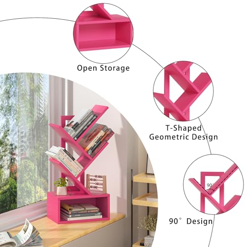SHEEPAM 5 Tier Tree Book Case Small Bookshelf with Shelf - image 5