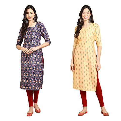 Image of Pinkmint Women's Crepe Digital Print Straight Kurta [Pack of 2] (CCY-348-355)
