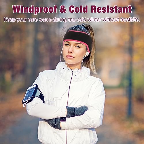 Image of Ear Warmers Headband, KOMAKE 2 Pack Earmuff Headband Fleece Earmuffs Running Headband Winter Ear Covers Moisture Wicking Sweatband Ski Sport Headband For Men & Women (Black+Gray)