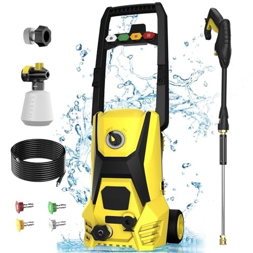 Electric Pressure Washer, 4200PSI Max 2.8 GPM Power Washer with 20FT Hose, 35FT Cord, 4 Nozzles Foam Cannon High Pressure Washer for Car Patio Garden (Yellow)
