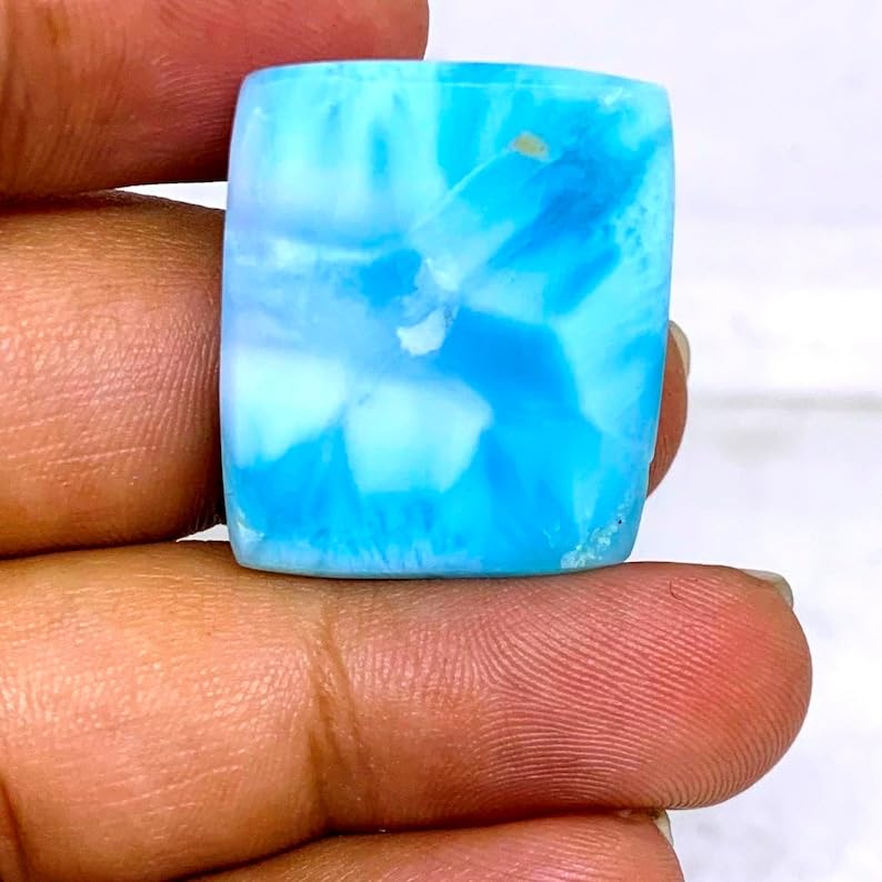 Larimar naturel cabochon rectangulaire 25x21mm pour création de bijoux DIY - 5