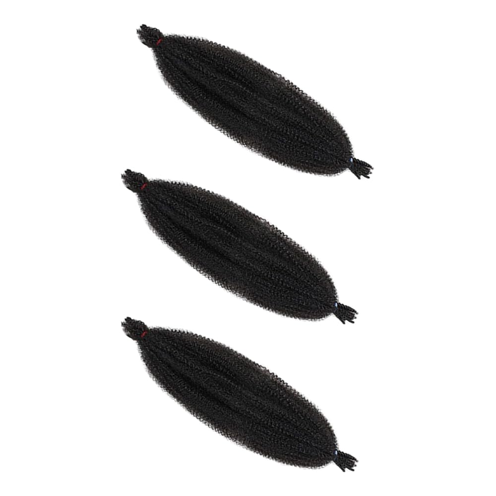 Soft Twist Hair 3 Packs Afro Kinky Curly Hair Extensions 12 Inch Pre Fluffed Kinky Hair with Crochet Hair Extensions for Marley Curly Braiding Hair Extensions for Jumbo Twists Braiding Hair Black