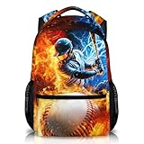 CustomWish Backpack for Boys, Baseball for Kids Teens Elementary Middle Primary High Senior, 17 Inch Lightweight Sport Bookbag for Ages 6-18 Back to School Travel