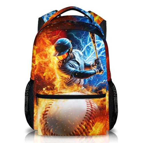 CustomWish Backpack for Boys Baseball Backpacks for Kids Teens Elementary Middle Primary High Senior 17 Inch Lightweight Sport Bookbag for Ages 6-18 Back to School Travel