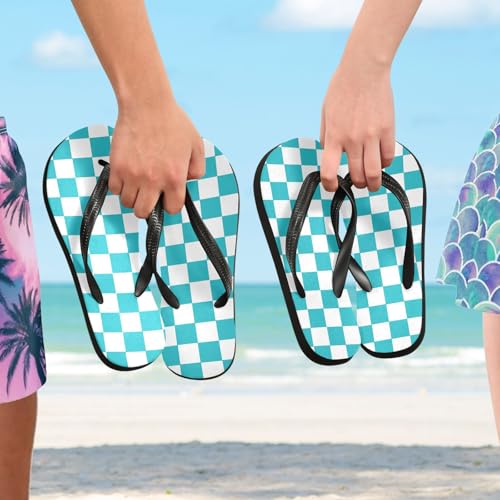 Checkered Plaid Womens Flip Flops Sandals Beach Shower Shoes4