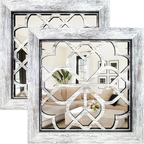 HMANGE Set of 2 Rustic Square Mirrors