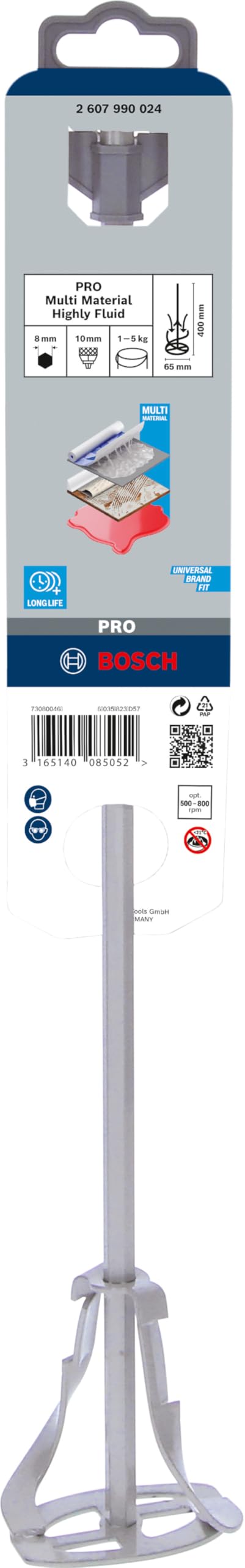 Bosch Professional 1x Malaxeur Léger (Malaxeur-Ø: 65 mm, Quantité: 1-10 kg, Accessoires Perforateurs)