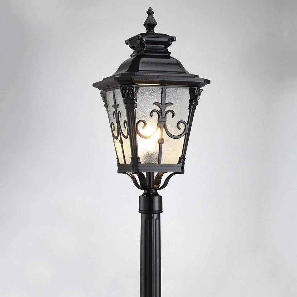 QUSYZD Lamp Post Lights Outdoor, Outdoor Lamp Outdoor Rainproof Anti-Rust Lawn Lantern European Villa Park High Pole Street Lighting Landscape Fixture Aluminum Rustic Courtyard,Black-2.1M